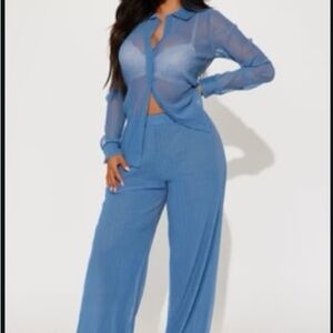 2 piece (Summer blue) Pant set
